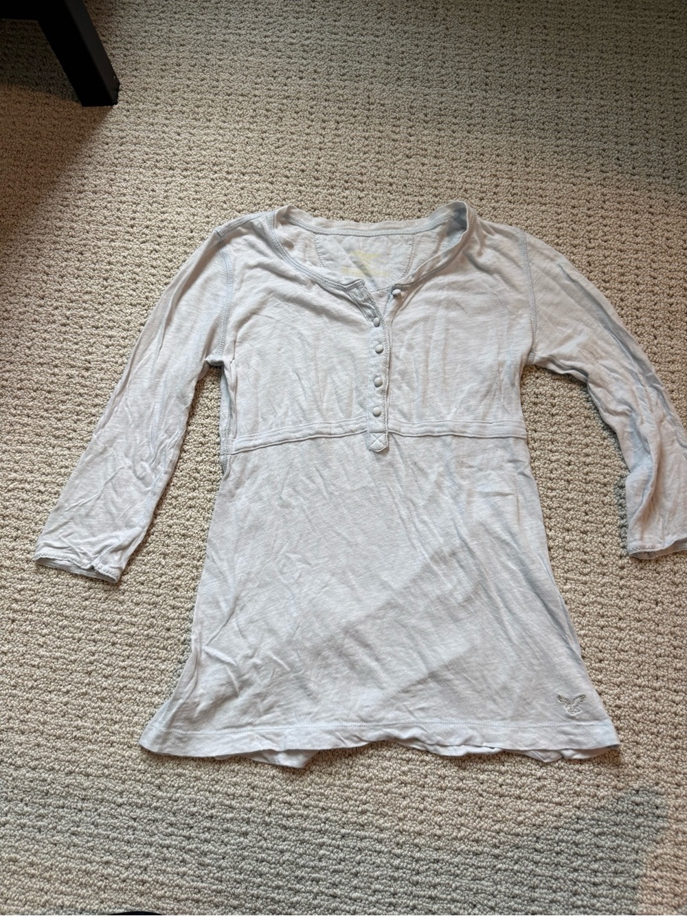 American Eagle Long-Sleeve Henley Babydoll Tunic Top - blue